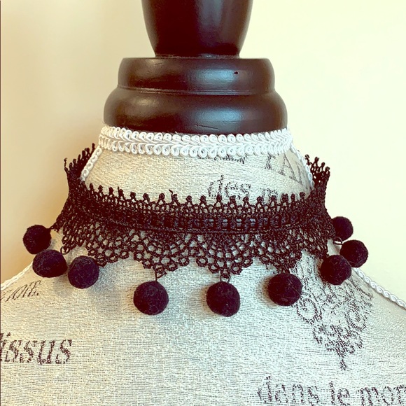 Aldo Jewelry - ♠️ Aldo’s Black Pom Pom Vintage Choker Victorian